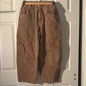 Free People Tan barrel Jeans